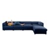 Modular Sectional Sofa With Cylindrical Backrest And Armrests Storage Deep Comfortable Seating Chenille 4 Seat L Shaped Sofa - Blue - Image 7