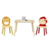 Kids Table And 2 Chairs Set, 3 Pieces Toddler Table And Chair Set, Wooden Activity Play Table Set (Lion&Monkey) - Natural - Image 17