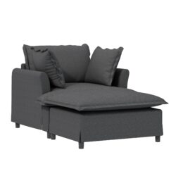 Oversized Chaise Lounge Indoor Single Sofa Bed With Wide Seat, Upholstered Lazy Sleeper Armchair With Movable Ottoman Reading Couch Set - Gray