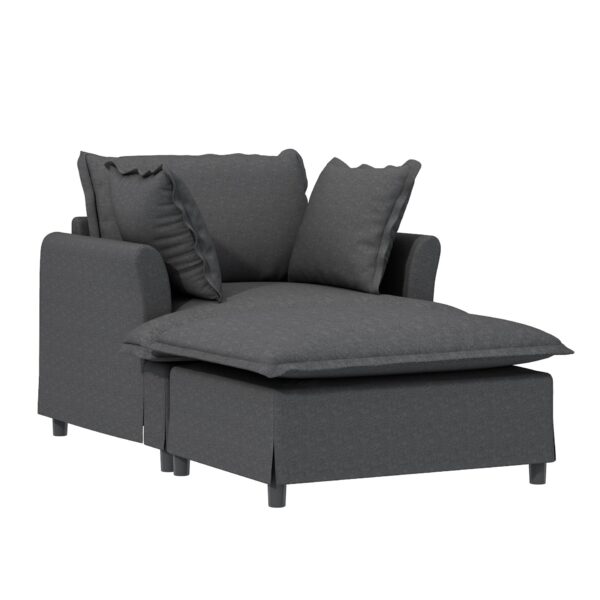 Oversized Chaise Lounge Indoor Single Sofa Bed With Wide Seat, Upholstered Lazy Sleeper Armchair With Movable Ottoman Reading Couch Set - Gray