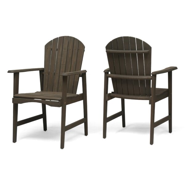 Outdoor Weather Resistant Acacia Wood Adirondack Dining Chairs (Set of 2) - Gray