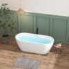Acrylic Freestanding Soaking Bathtub With Classic Slotted Overflow And Toe-Tap Drain In Chrome, Cupc Certified.Easy To Install, 02138 - Glossy White - Image 4
