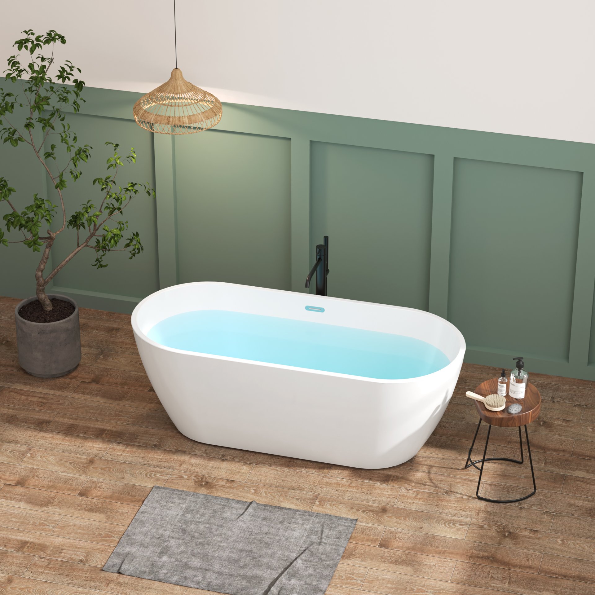 Acrylic Freestanding Soaking Bathtub With Classic Slotted Overflow And Toe-Tap Drain In Chrome, Cupc Certified.Easy To Install, 02138 - Glossy White - Image 4