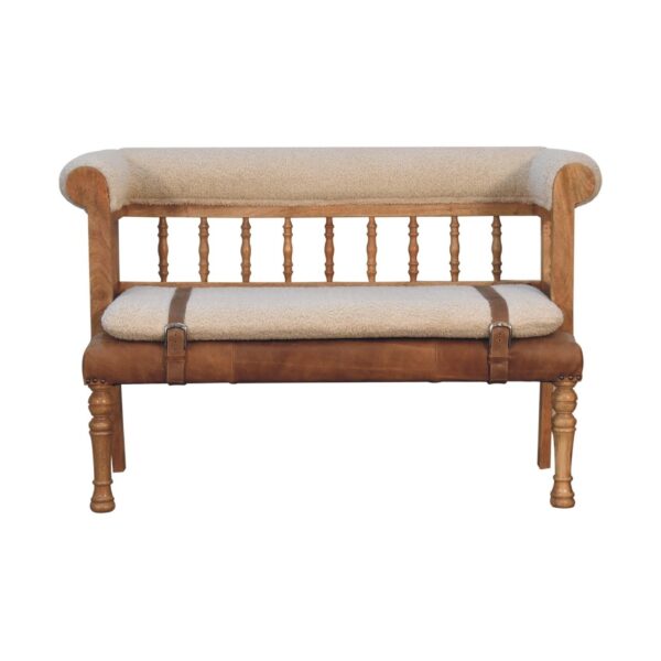 Strapped Hallway Bench - Cream / Brown