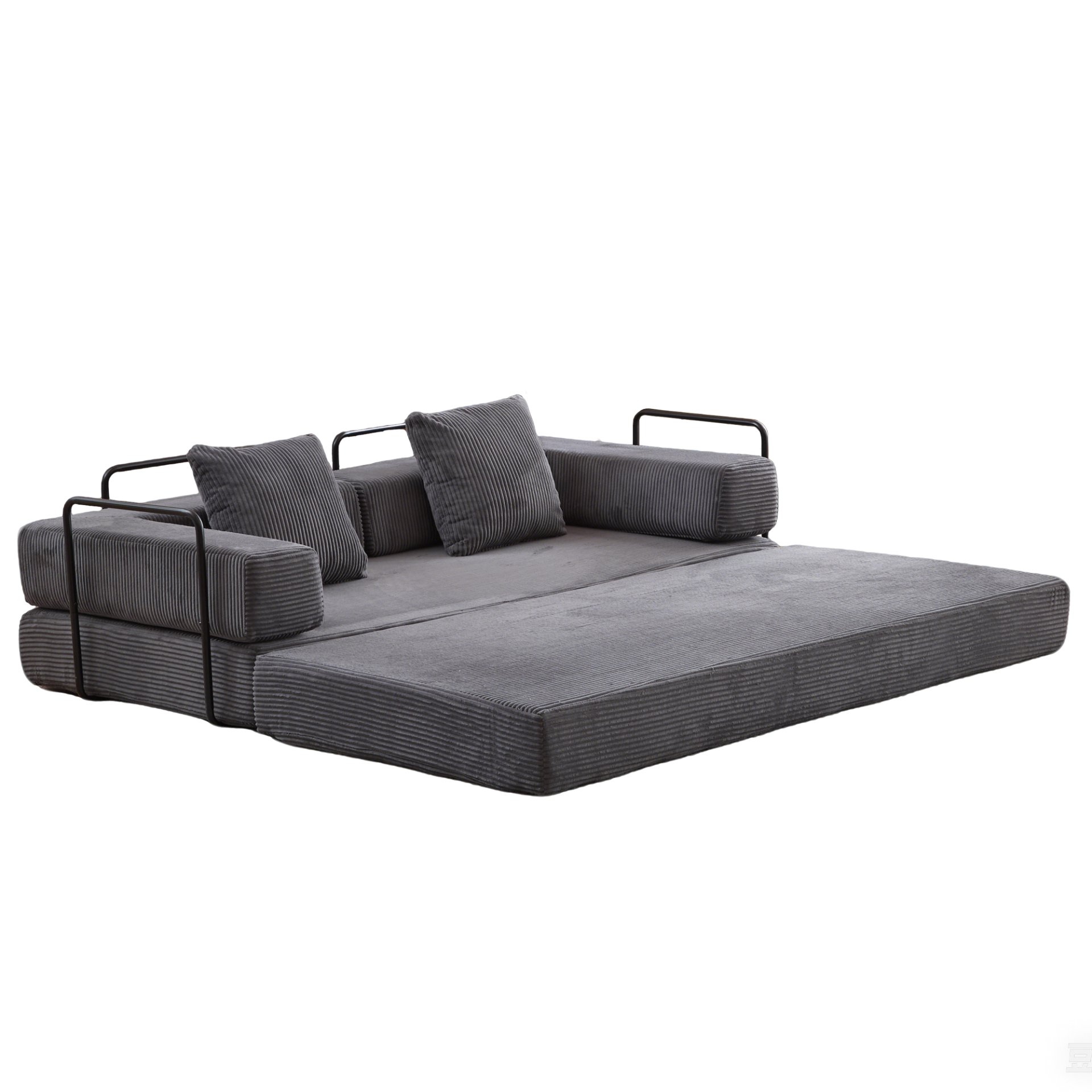 Floor Couch, Compression Sofa, Convertible Floor Sofa Bed With Pillow Back Support Armrest - Dark Gray - Image 18