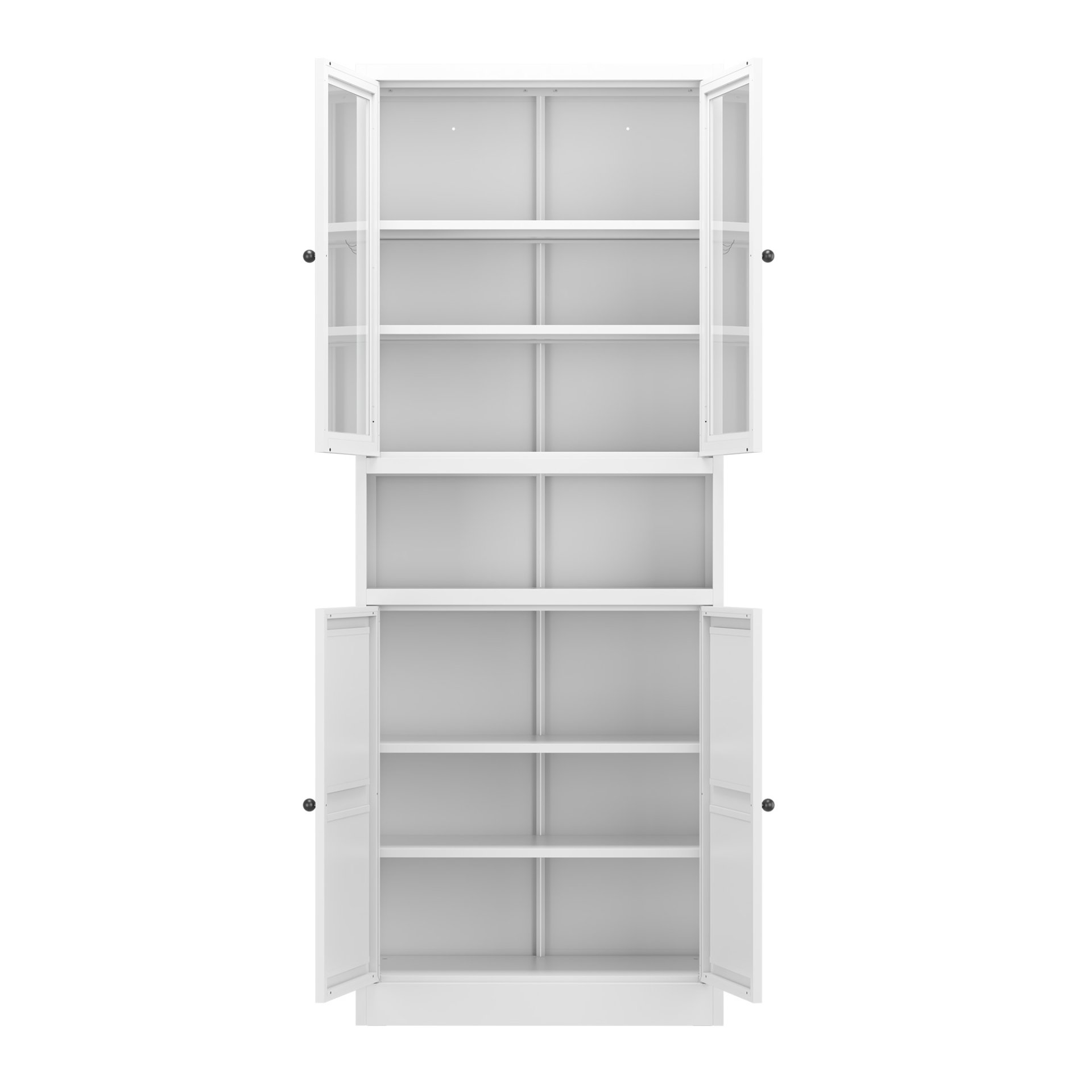 Metal Kitchen Pantry Cabinet Tall Storage With Adjustable Shelves, Heavy Duty Stainless Steel Frame - White - Image 6