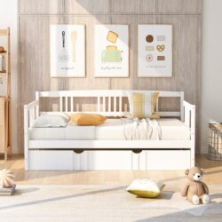 Twin Size DayBed With Twin Size Trundle - White