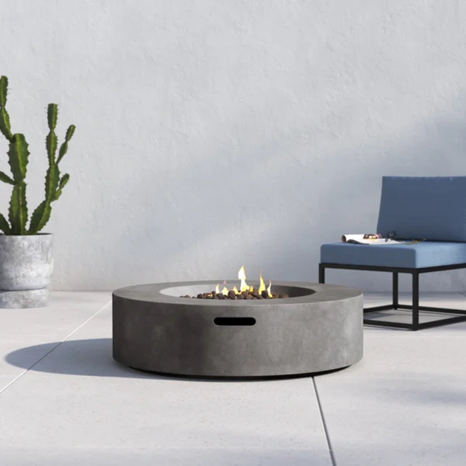 Fiber Reinforced Outdoor Fire Pit Table - Black / Gray - Image 2