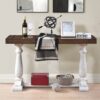 Sofa Tabe 30" Height Pedestal Table Leg Farmhouse Design Retro Design Living Room - Antique Dark Oak / Antique White - Image 3