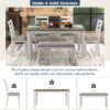 Rustic Style 6 Piece Dining Room Table Set With 4 Upholstered Chairs & A Bench - Brown / Whitewash - Image 9