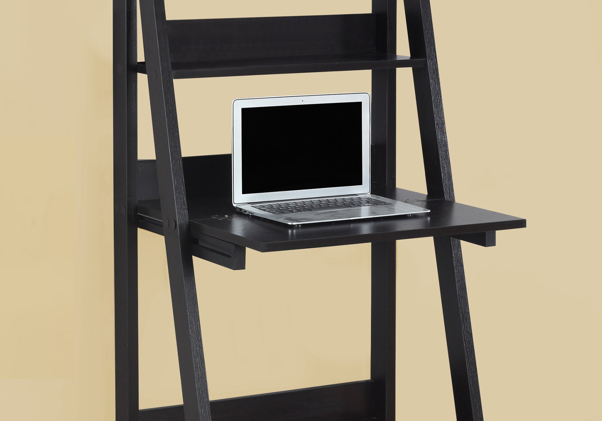 Computer Desk For Home Office, Laptop, Leaning, Storage Shelves, Contemporary & Modern - Espresso - Image 2