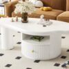 Cloud - Coffee Table, Irregular Shape Coffee Table With 1 Dreawer And Shelf For Living Room - White - Image 6