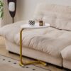 C-Shaped Side Tables (Set of 2), C Shaped End Table, Side Table For Couch And Bed, Small Side Table For Small Spaces - White / Gold - Image 2