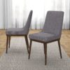 Kate - Mid-Century Modern Dining Chair (Set of 2) - Fabric - Gray - Image 2