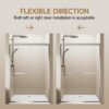 Aluminum Frame Double Sliding Soft Close Shower Door, 1 / 4" Tempered Glass And Dual 304 Stainless Steel Handles - Chrome - Image 6