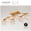 6 Light Crystal Ceiling Light For Dining Room, Modern Ceiling Lamp With Light Fixture For Entryway, Lobby, Kitchen, Bedroom, Living Room, Conference Room, (6*G9 Bulbs Included) - Gold - Image 10