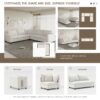 Modern Modular Sectional L Shaped Corner Couch Set With Wide Seat, Minimalist Style Oversized Comfy 5 Seat Sofa With Pillow - Cream - Image 8