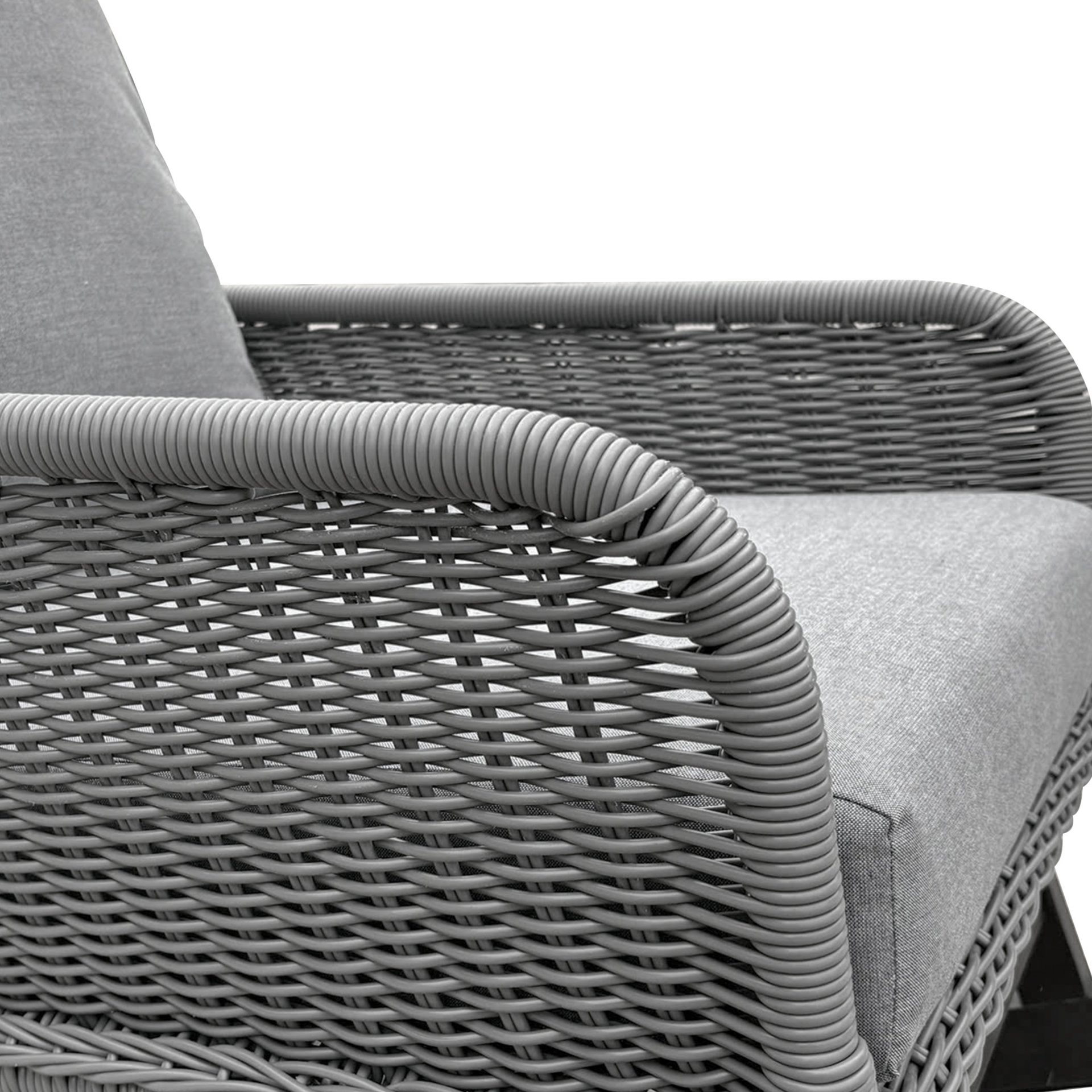 Contemporary Minimalist Wicker Rocking Chair & Soft Polyester Cushions And Durable Wooden Frame (Set of 2) - Gray - Image 8