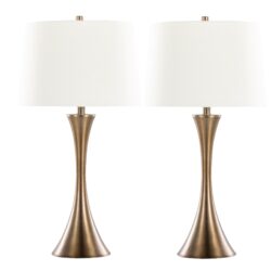 Lenuxe - Contemporary Table Lamp (Set of 2) - Matte Golden Bronze / Off White