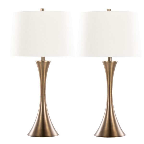 Lenuxe - Contemporary Table Lamp (Set of 2) - Matte Golden Bronze / Off White