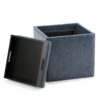 Rockwood - Cube Storage Ottoman With Tray - Denim Blue - Image 2