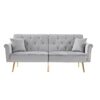 Velvet Tufted Sofa Couch With 2 Pillows And Nailhead Trim - Light Gray - Image 6