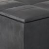 Avalon - Square Coffee Table Storage Ottoman - Distressed Black - Image 3