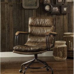Harith - Vintage Top Grain Leather Office Chair - Brown