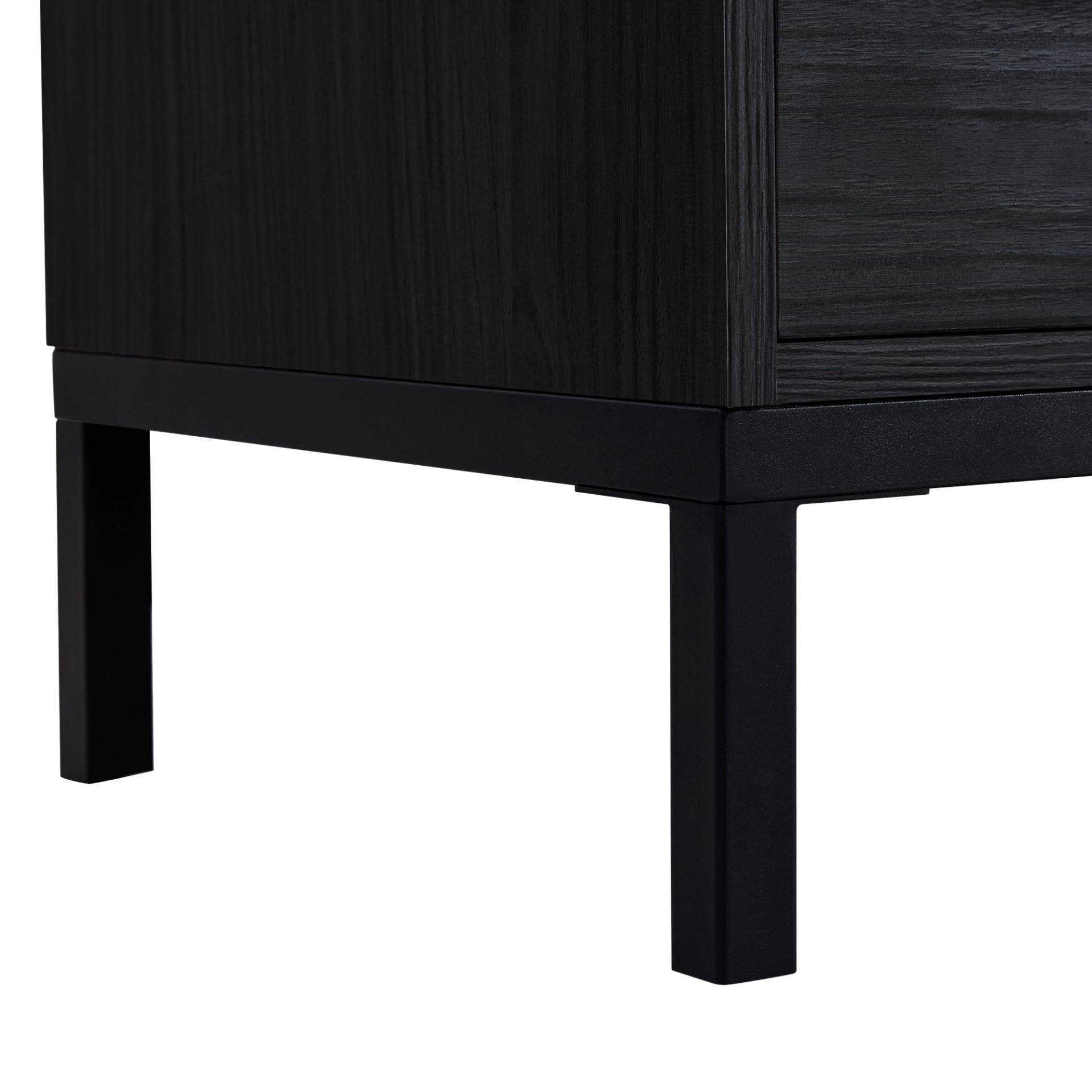 Modern Style Tall Display Cabinet With LED Lighting, Tempered Glass Door, 2 Drawers - Black - Image 16