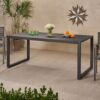 Modern Outdoor Dining Table With, Slatted Top, And U Shaped Legs - Black - Image 2