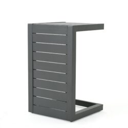 C Shaped Outdoor Table With Aluminum Frame - Gray
