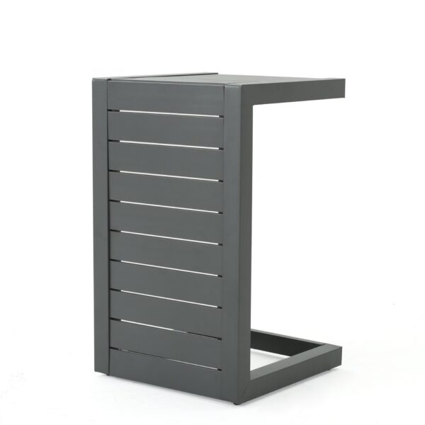 C Shaped Outdoor Table With Aluminum Frame - Gray