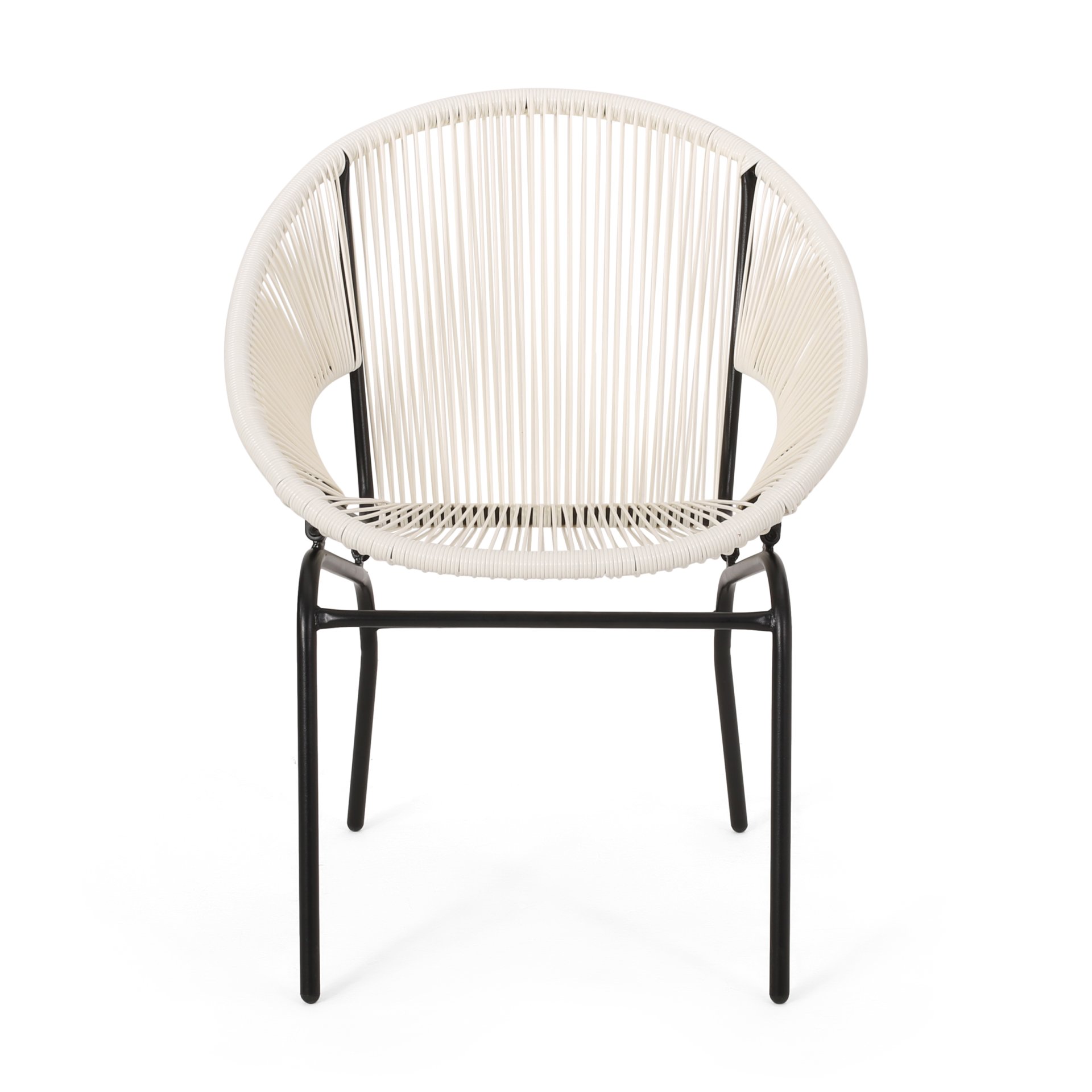Nusa - Modern Outdoor Chair Set With Polyethylene Rattan And Iron Frame - White - Image 6