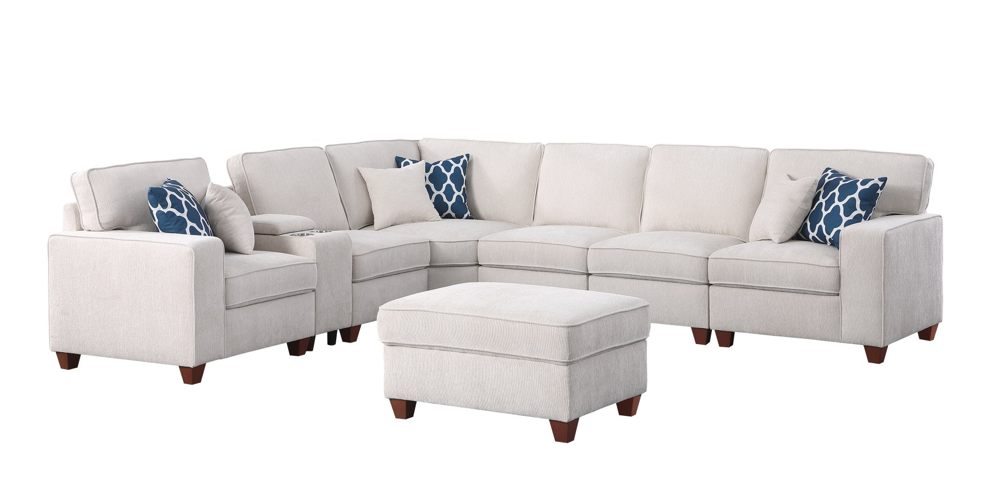 Rene - Sectional Sofa With Ottoman - Beige - Image 2