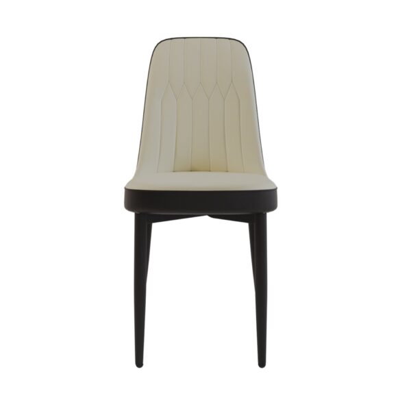 Modern Dining Chair (Set of 2) With Cushions And Metal Legs - Beige / Black