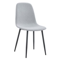 Comfortable, Linen Cotton Dining Chair Set Six Pieces - Light Gray