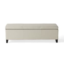 Glouster - Storage Ottoman With Leather Upholstery - Ivory