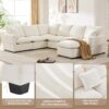 Modern U-Shape Modular Sofa, 7 Seat Chenille Sectional Couch Set With 2 Pillows Included, Freely Combinable Indoor Funiture - White - Image 17
