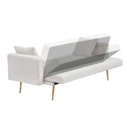 Teddy Fleece Sofa Bed With Luxurious Throw Pillows Fabric - Beige