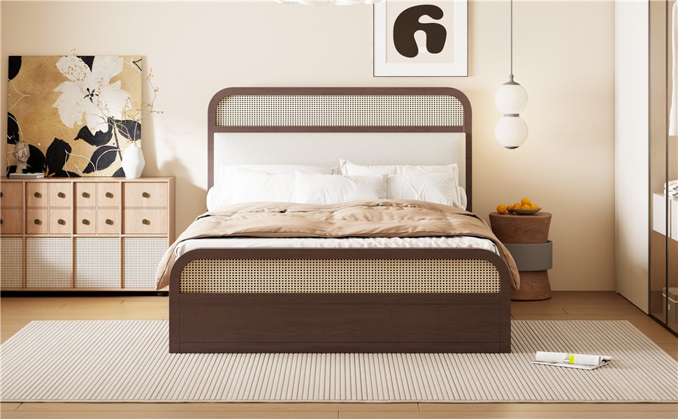 Queen Size Platform Bed With Trundle And 2 Drawers - Espresso - Image 22
