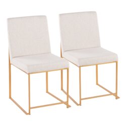 Fuji - Contemporary High Back Dining Chair (Set of 2) - Gold / Beige