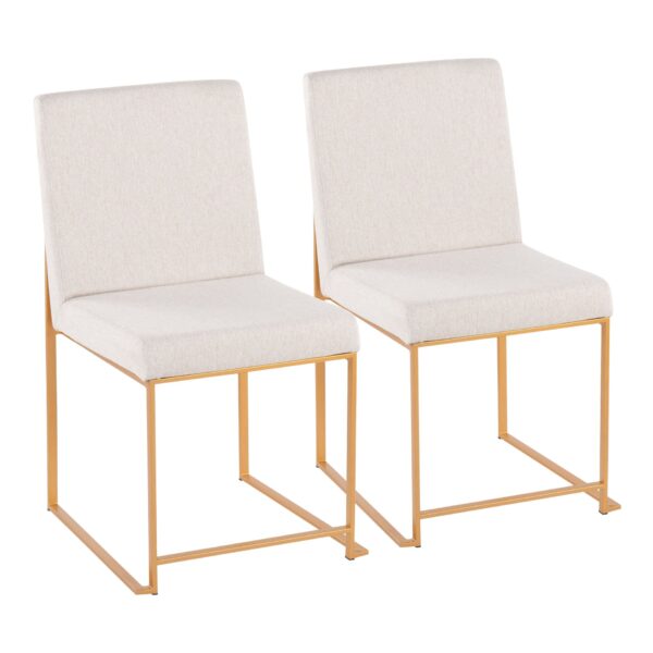 Fuji - Contemporary High Back Dining Chair (Set of 2) - Gold / Beige