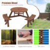 6 Person Circular Outdoor Wooden Picnic Table For Patio, Backyard, Garden, Diy With 3 Built-In Benches, 1720Lb Capacity - Brown - Image 5