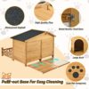 Wooden Dog House Outdoor With Porch, Dog Kennel With Water Resistant Asphalt Roof And Fencing, Indoor & Outdoor Dog Crate With Paw Print, Medium - Nature - Image 7
