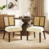 Mid Century Rattan Dining Chair Without Arms (Set of 2) - Beige / Walnut - Image 2