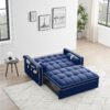 Modern Convertible Sleeper Sofa Couch With Pull Out Bed With Pillows & Side Pockets For Small Space, Living Room - Blue - Image 7
