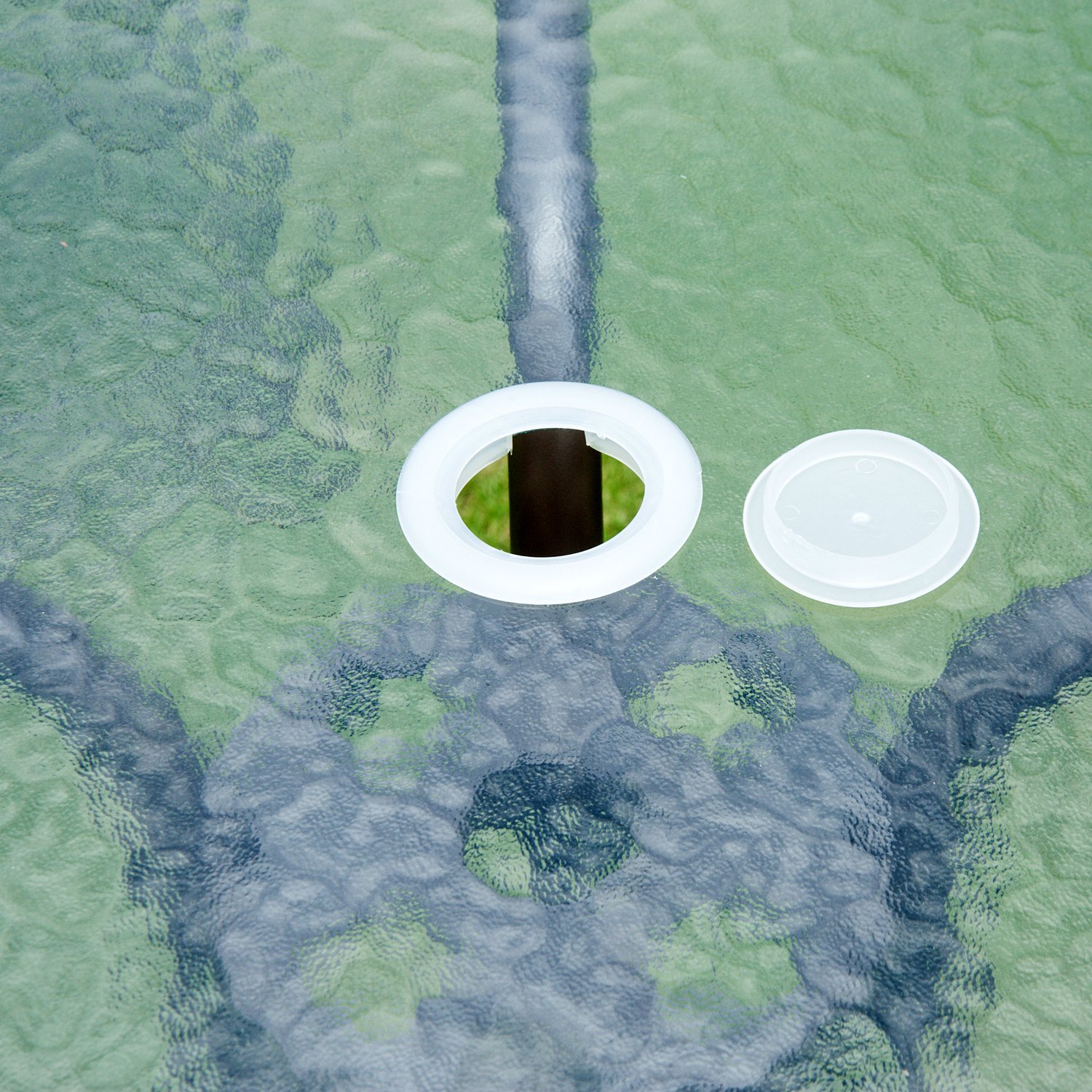 Outsunny - 6 Piece Patio Dining Set For 4 With Umbrella, Outdoor Table And Chairs With 4 Folding Dining Chairs & Round Glass Table For Garden, Backyard And Poolside - Black - Image 7