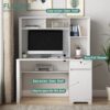 Computer Desk With Hutch & Bookshelf, Wood Executive Desk Teens Student Desk Writing Laptop Home Office Desk With Drawers, 3 Ac Outlets And 2 USB Charging Ports, Study Laptop Table For Home - White - Image 9