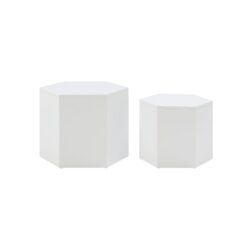 Hexahedron Coffee Tables For Living Room, Office, Bedroom (Set of 2) - White
