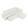 Sectional Sofa Pull Out Sofa Bed L - Shaped Sofa With Movable Ottoman And Stool, Large Storage Space, A Cup Holder, And 2 USB Ports For Living Room - Creamy White - Image 16